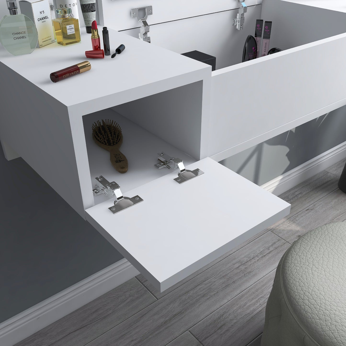 Bertus Wall Mounted Makeup Vanity Table with Mirror