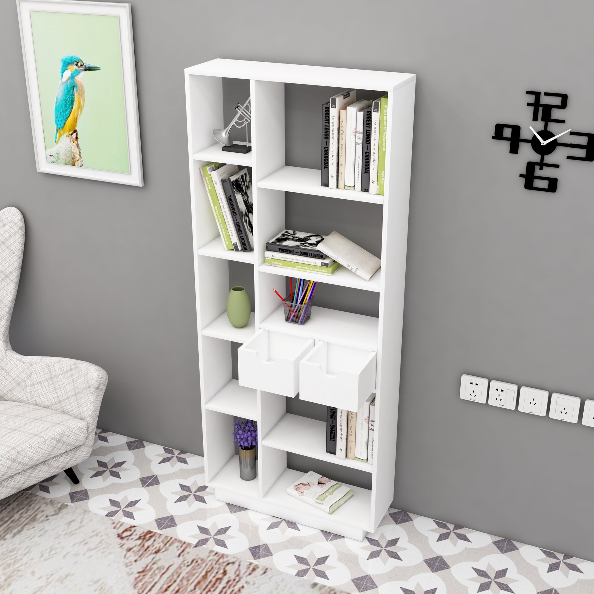 shelving unit, shelf, bookshelf, bookcase, bookcase styling, bookcase decor, bookcase design