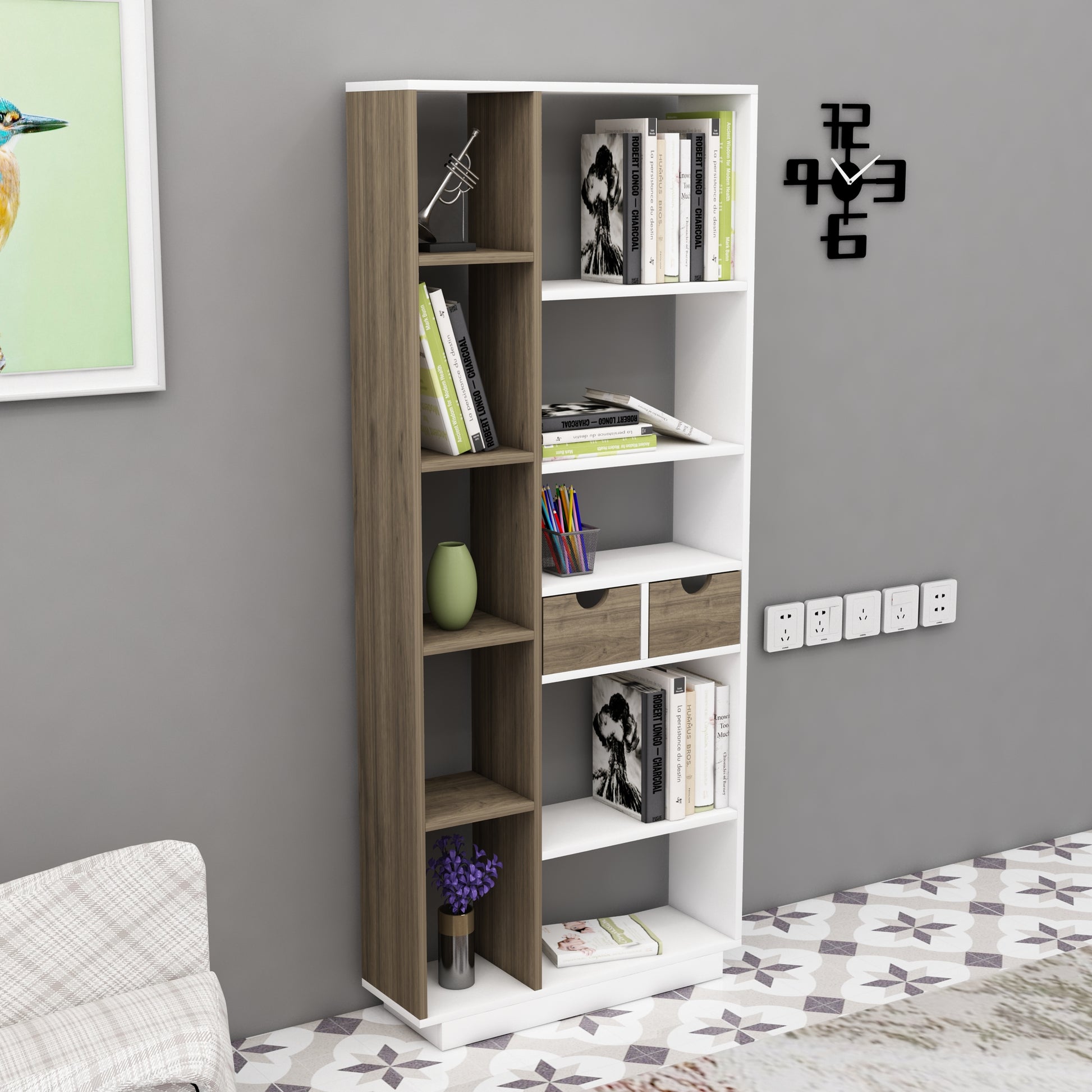 shelving unit, shelf, bookshelf, bookcase, bookcase styling, bookcase decor, bookcase design