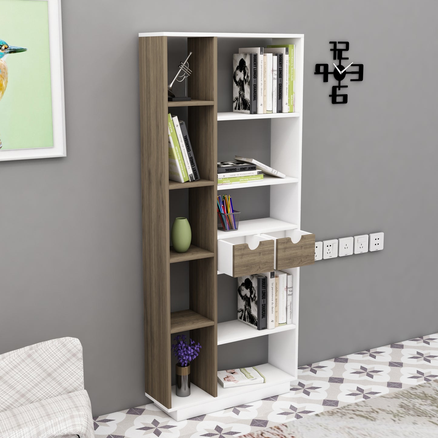 shelving unit, shelf, bookshelf, bookcase, bookcase styling, bookcase decor, bookcase design