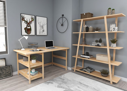 Handmade Solid Pine Wood Bookcase and Computer Desk Set Miraperry