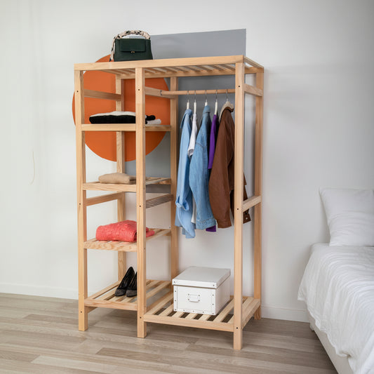 Santana 55 Handmade Solid Pine Wood Open Wardrobe | Destina Home
