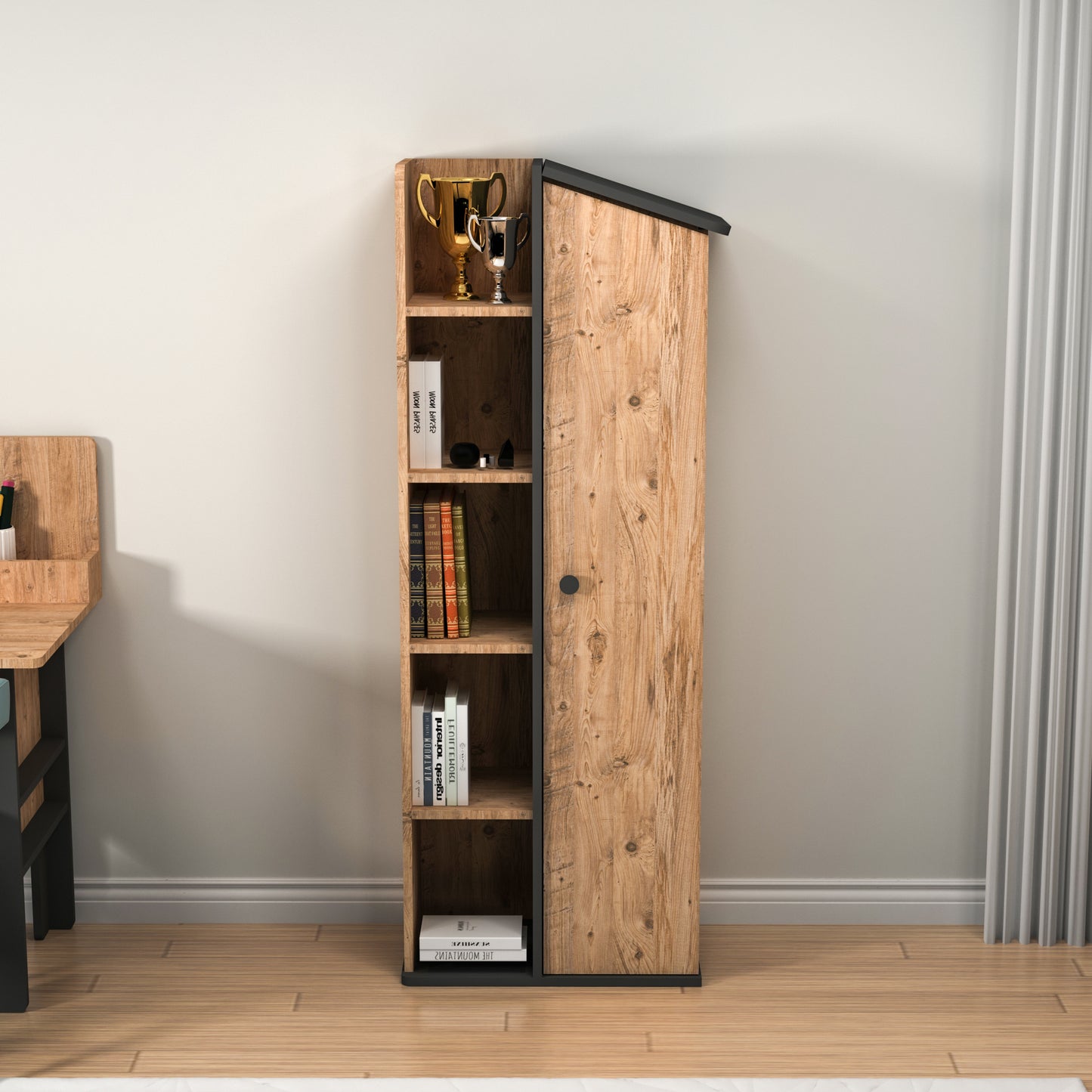 Bookcase with Storage Shelves and Cabinets Valentino