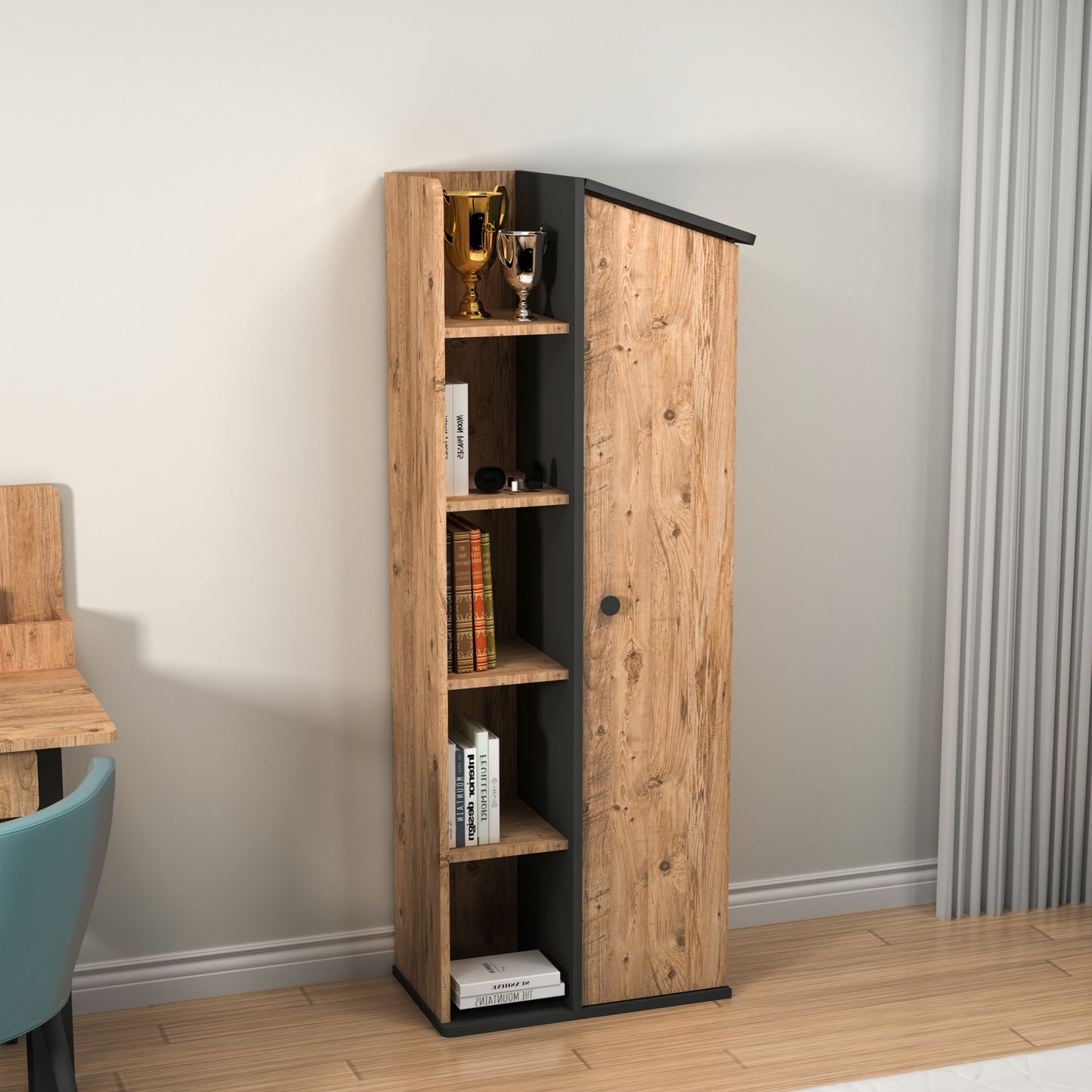 Bookcase with Storage Shelves and Cabinets Valentino