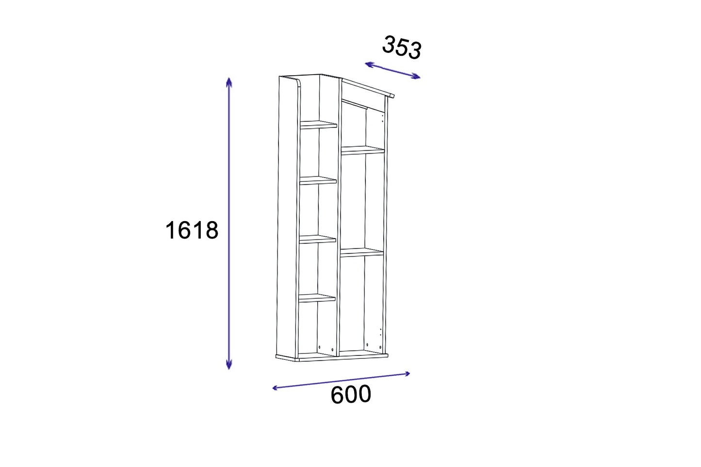 Bookcase with Storage Shelves and Cabinets Valentino