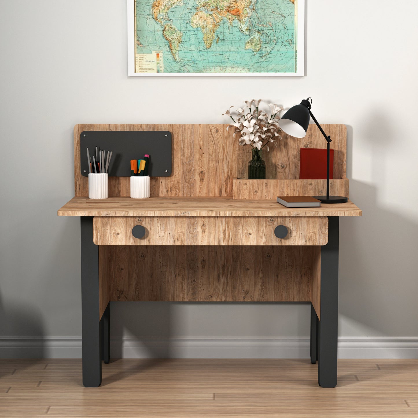 Computer Desk with Shelves and Drawer Valentino