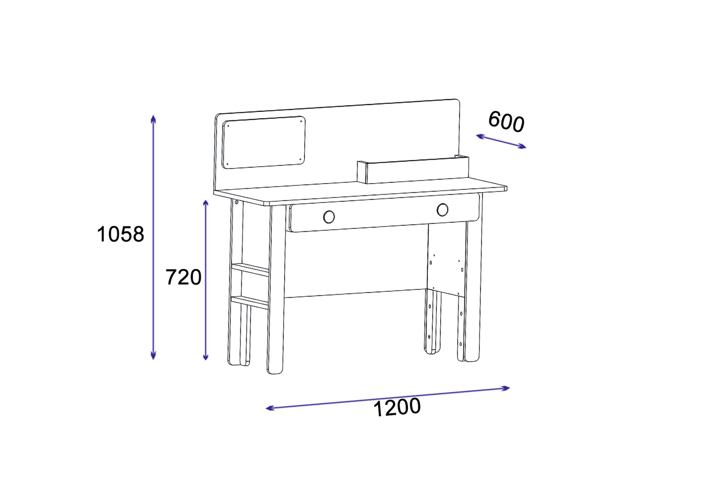 Computer Desk with Shelves and Drawer Valentino