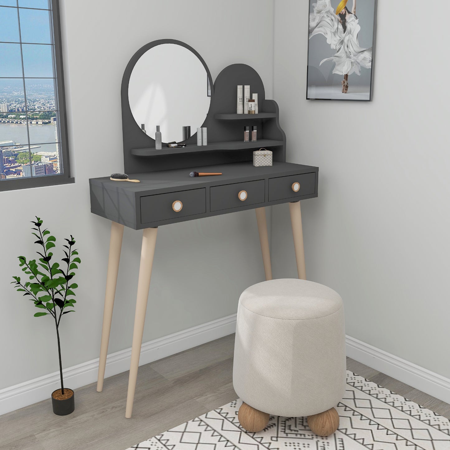 Makeup Vanity Table with Mirror Vetone