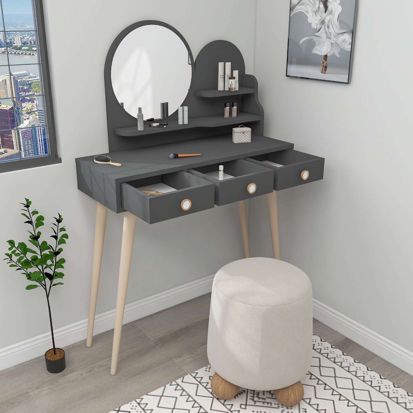 Makeup Vanity Table with Mirror Vetone