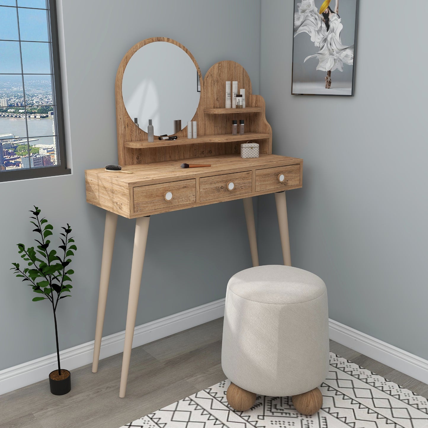 Makeup Vanity Table with Mirror Vetone
