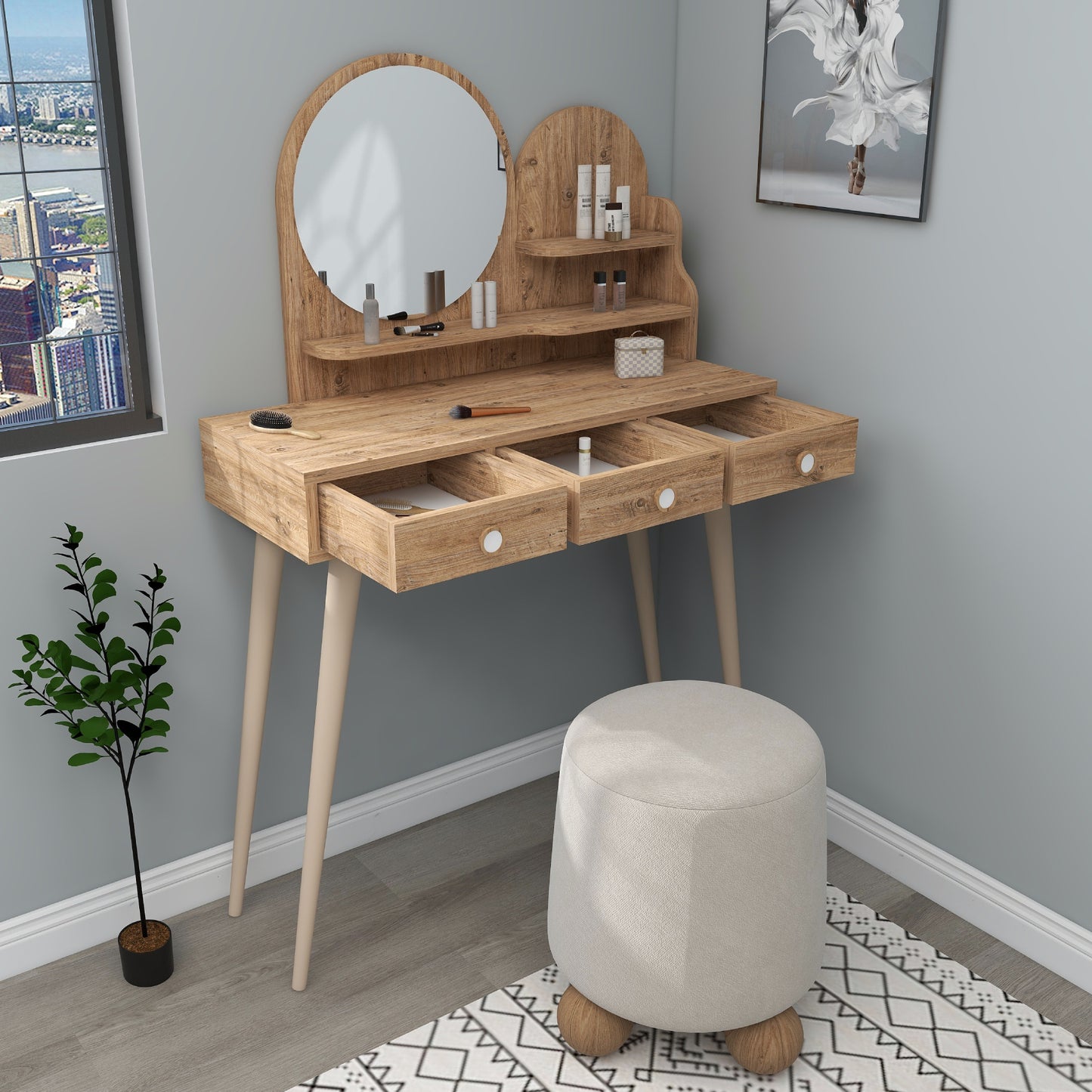 Makeup Vanity Table with Mirror Vetone