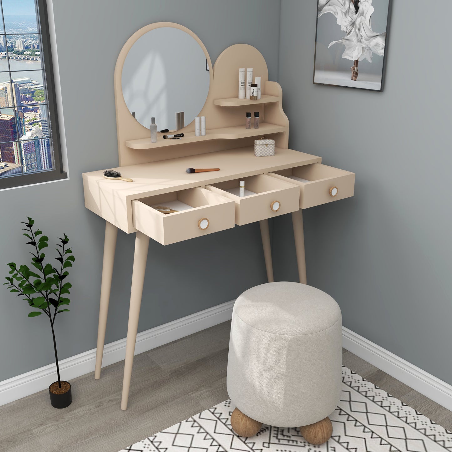 Makeup Vanity Table with Mirror Vetone