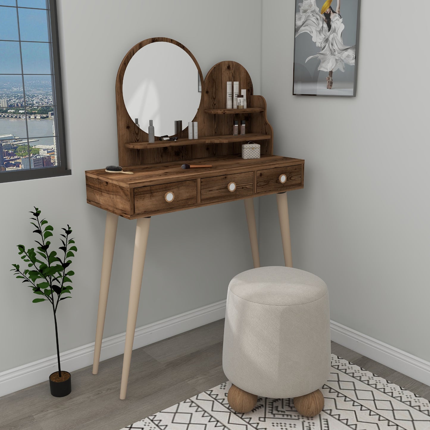 Makeup Vanity Table with Mirror Vetone