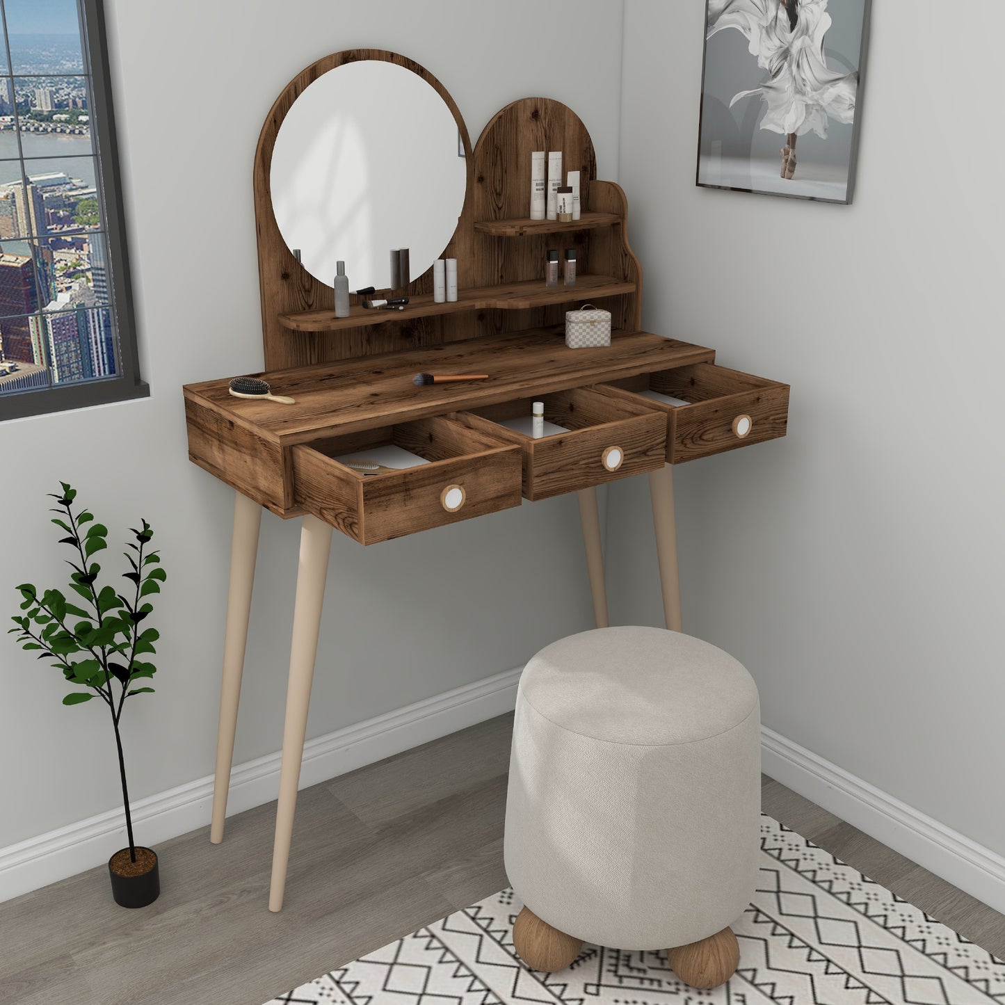 Makeup Vanity Table with Mirror Vetone