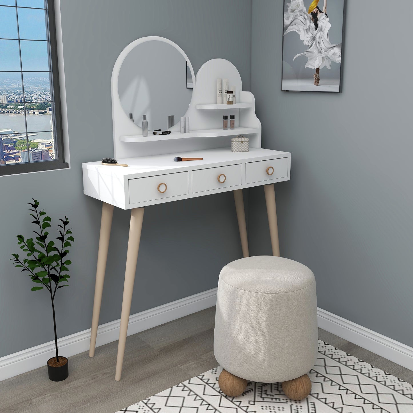 Makeup Vanity Table with Mirror Vetone