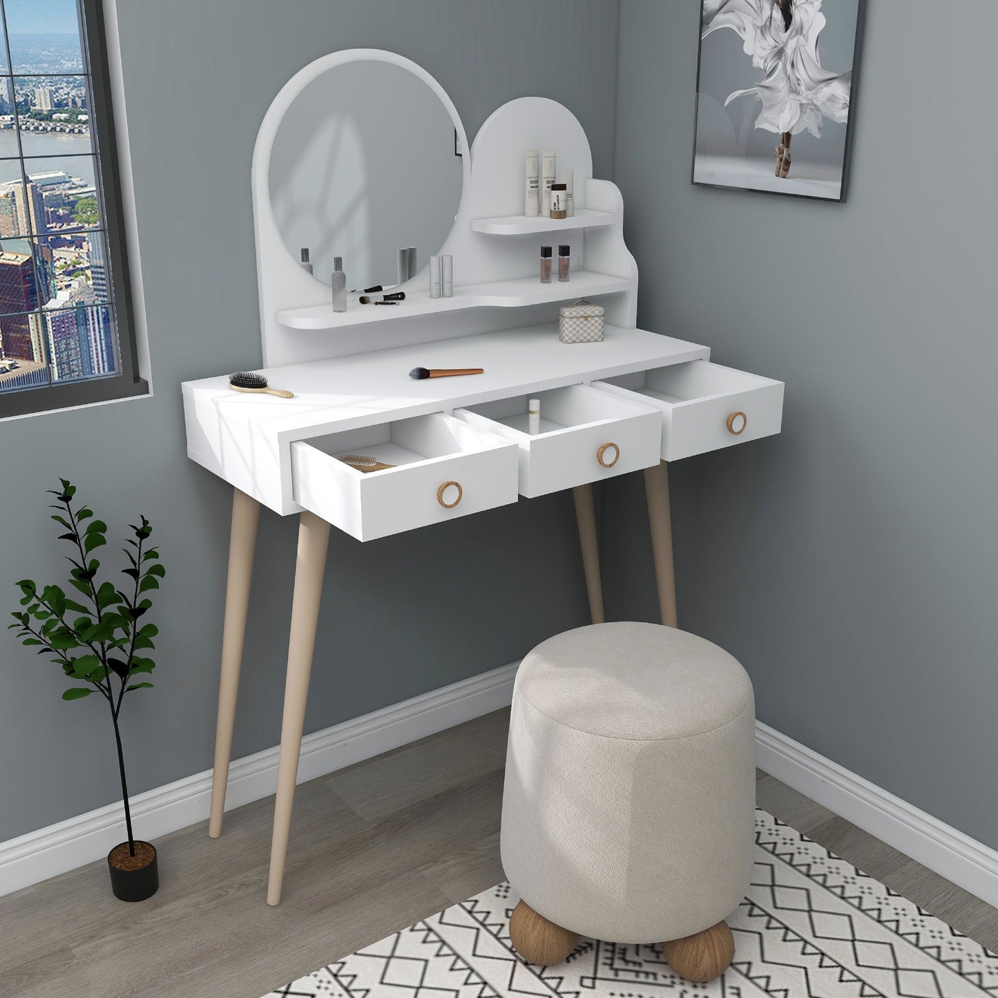 Makeup Vanity Table with Mirror Vetone
