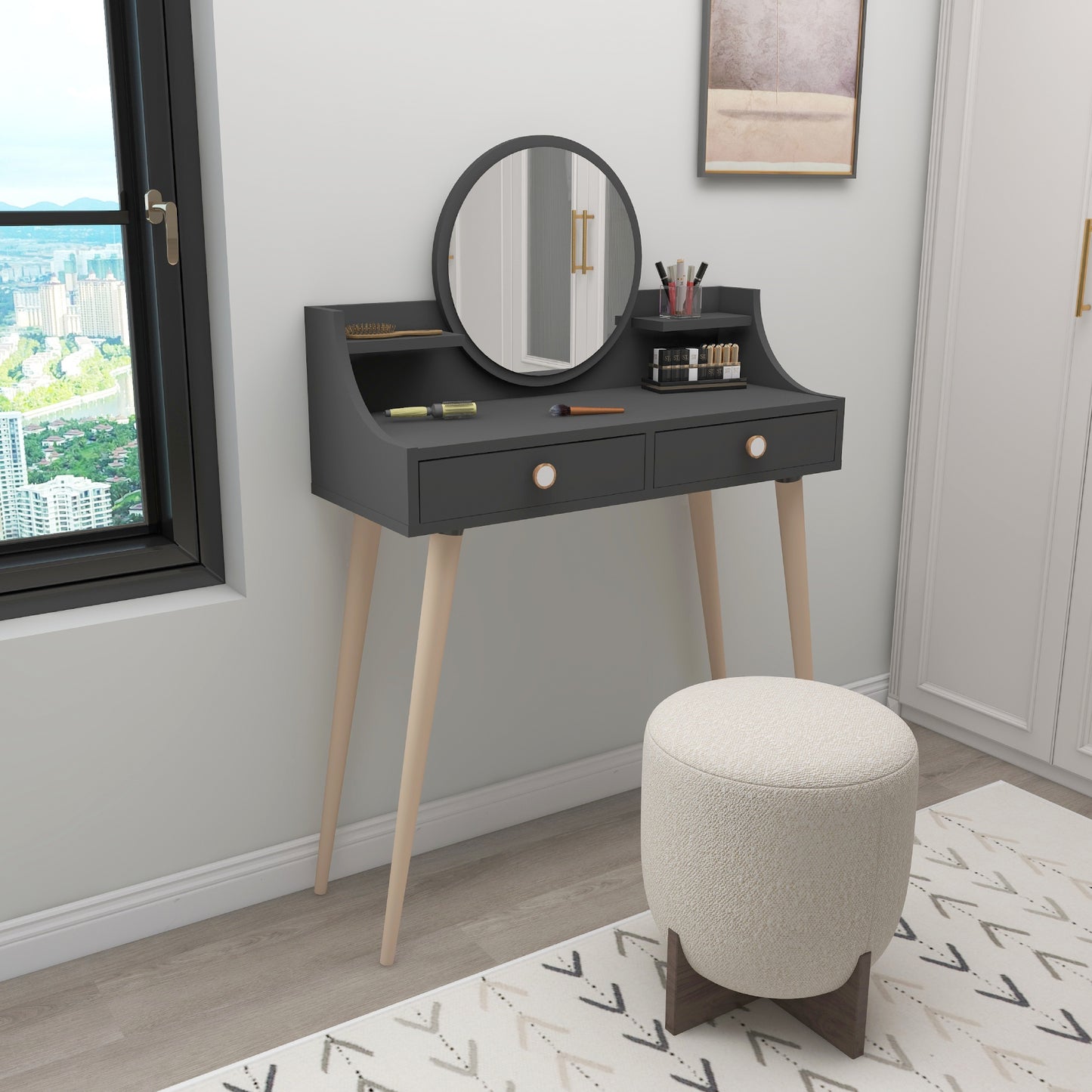 Makeup Vanity Table with Mirror Risoma