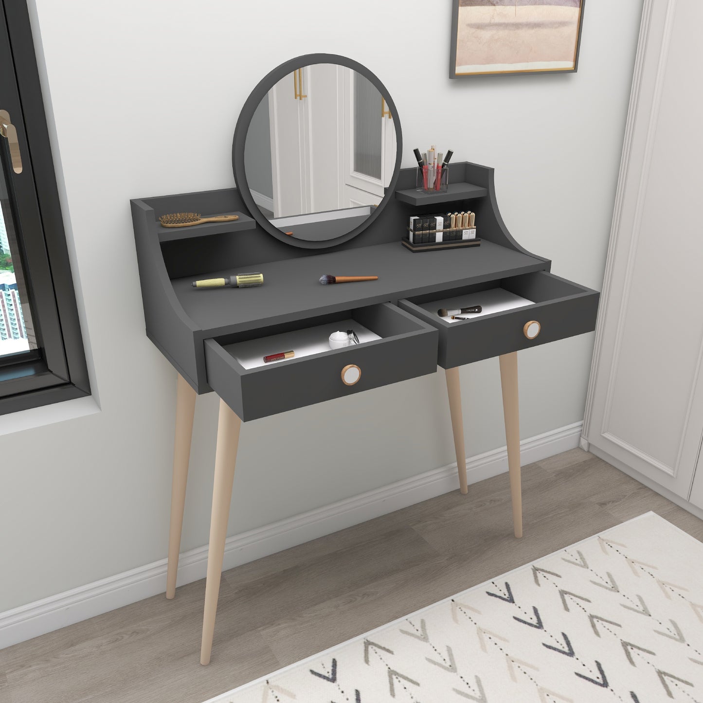 Makeup Vanity Table with Mirror Risoma