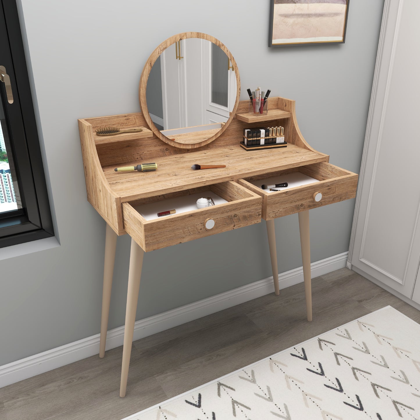 Makeup Vanity Table with Mirror Risoma