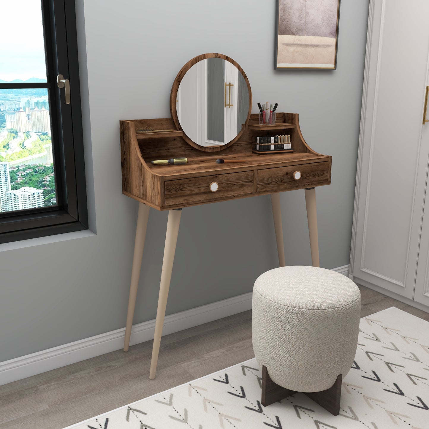 Makeup Vanity Table with Mirror Risoma