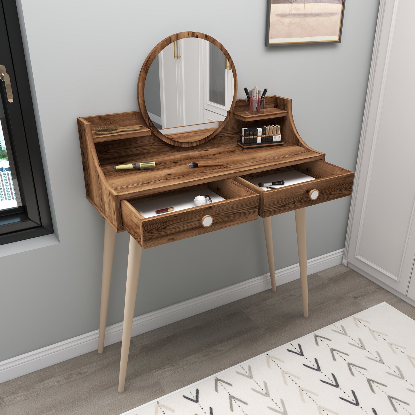 Makeup Vanity Table with Mirror Risoma