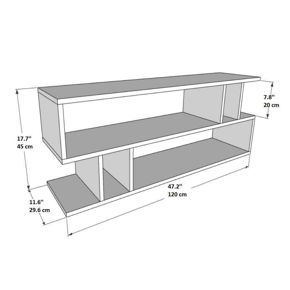 Twisty TV Stand with Storage Shelves for TVs up to 50 inches