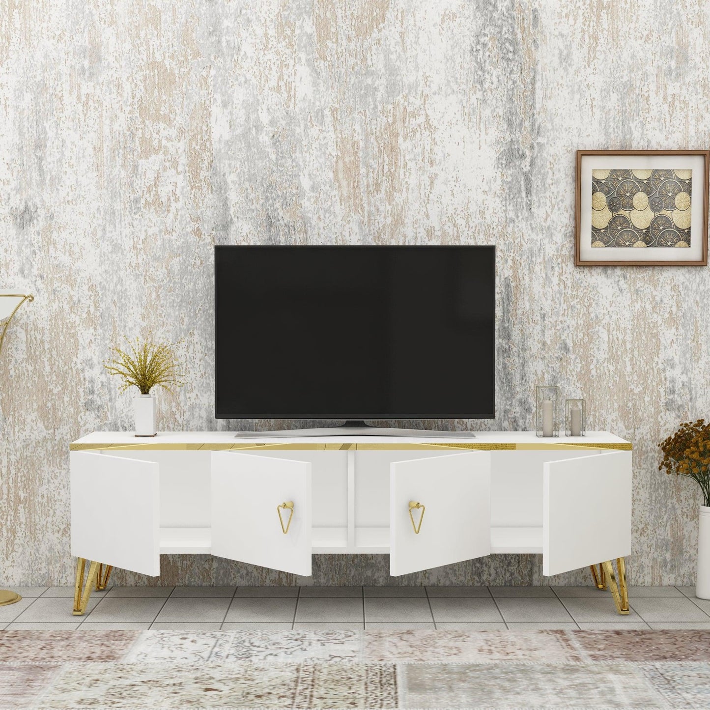 Apine TV Stand with Cabinets - Destina Home