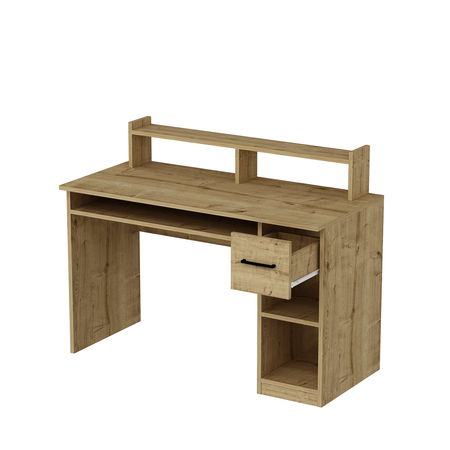 Escritorio de computadora con cajón y estantes Milanos