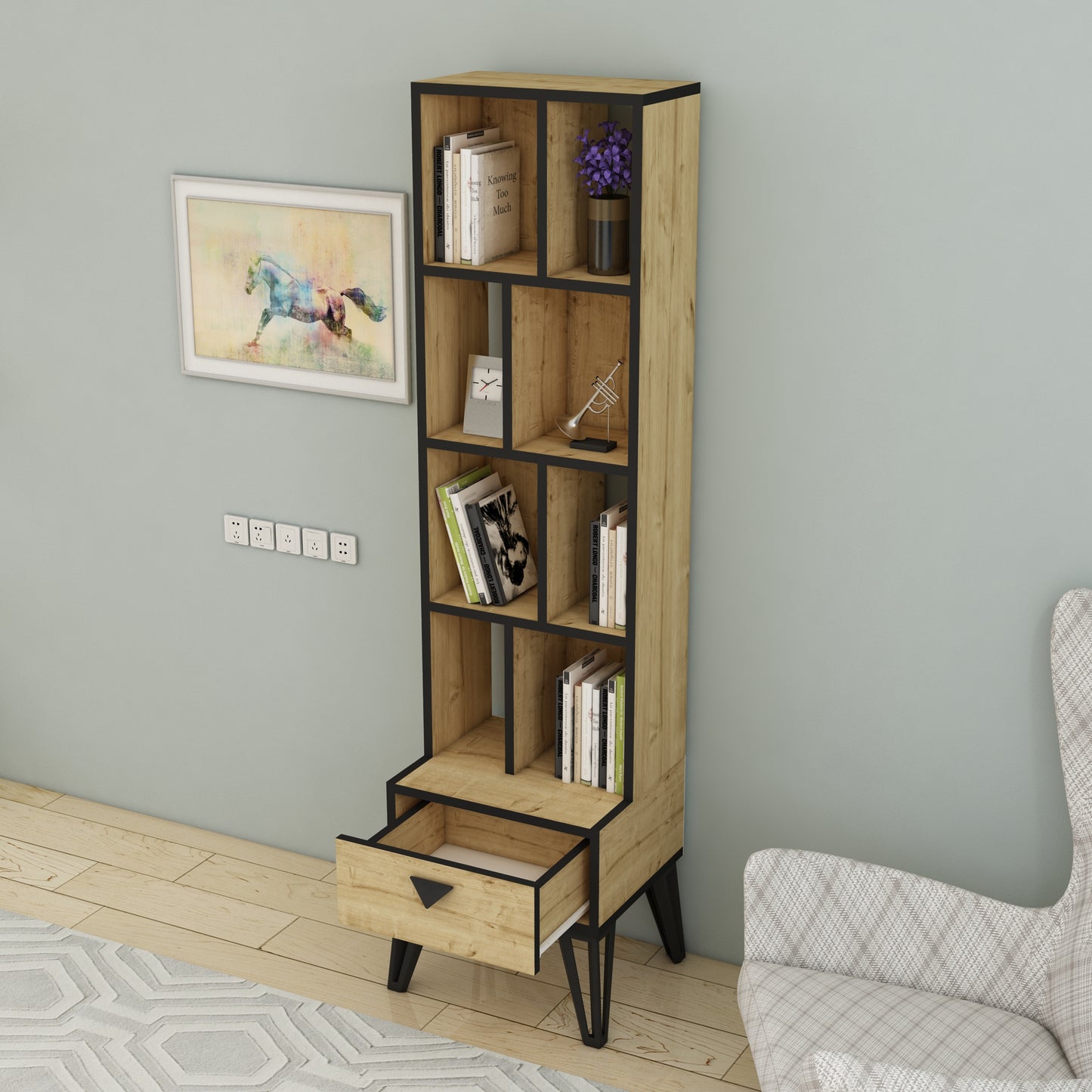 shelving unit, shelf, bookshelf, bookcase, bookcase styling, bookcase decor, bookcase design