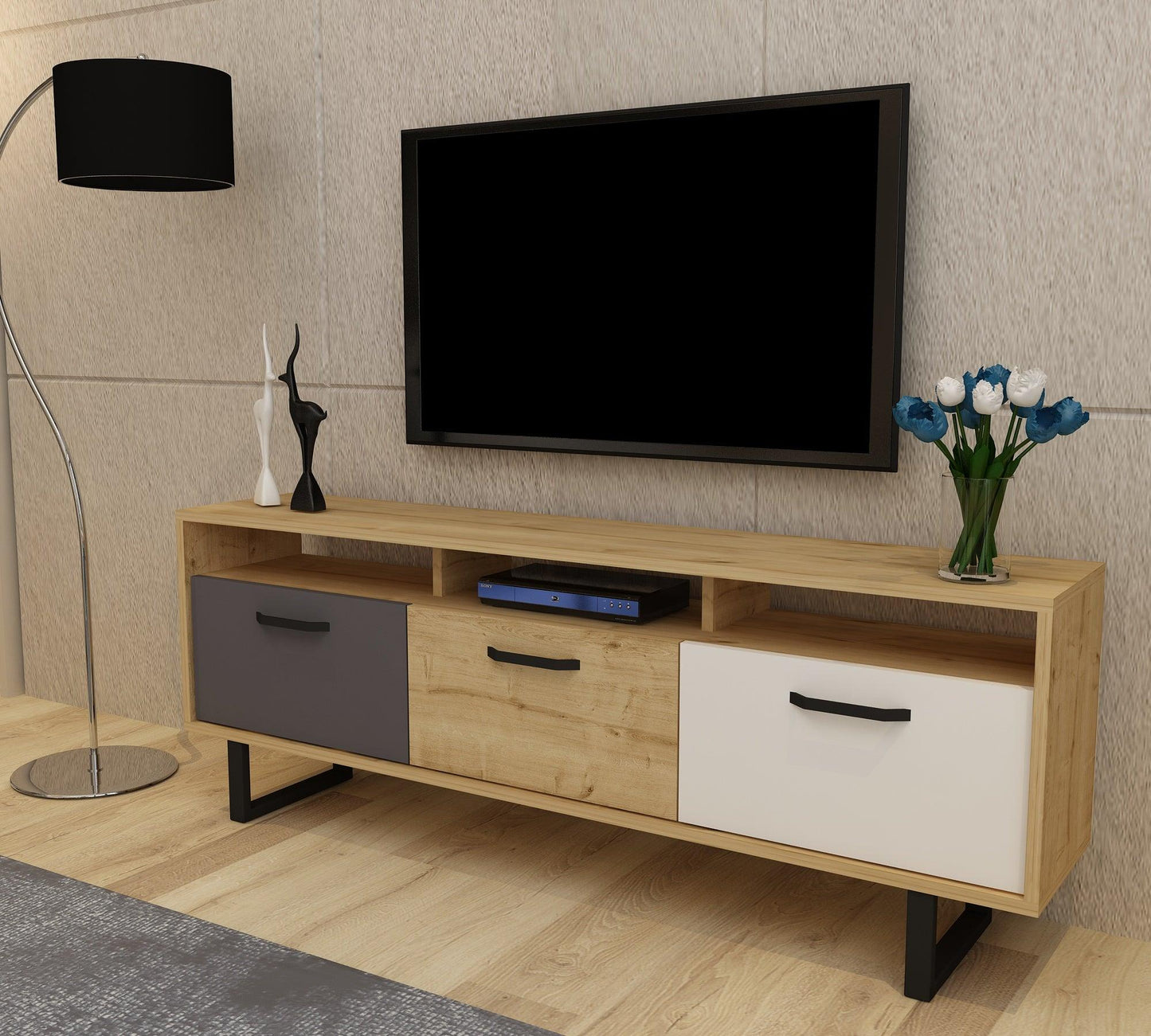 Agustine TV Stand with Cabinets and Drawers - Destina Home
