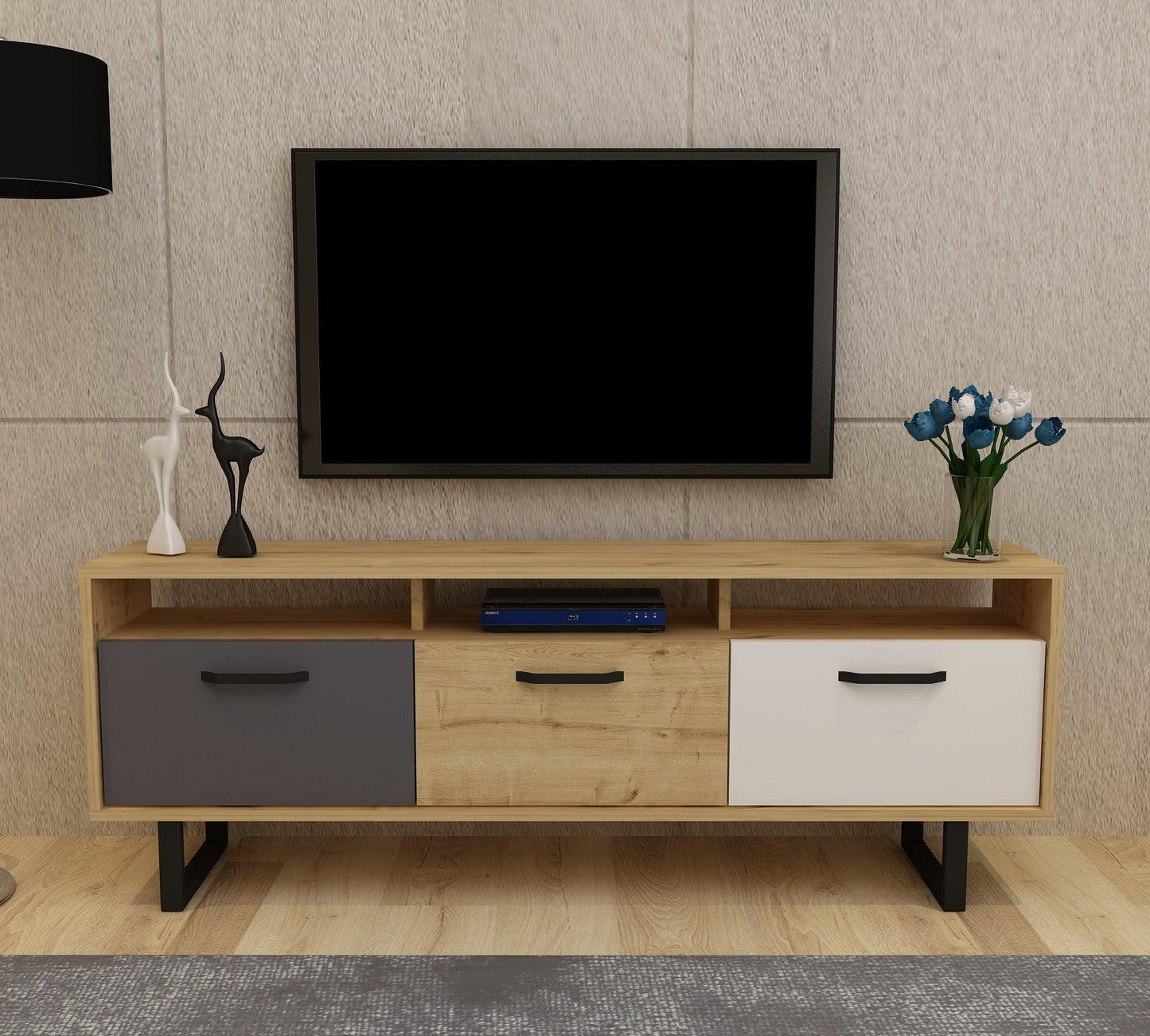 Agustine TV Stand with Cabinets and Drawers - Destina Home