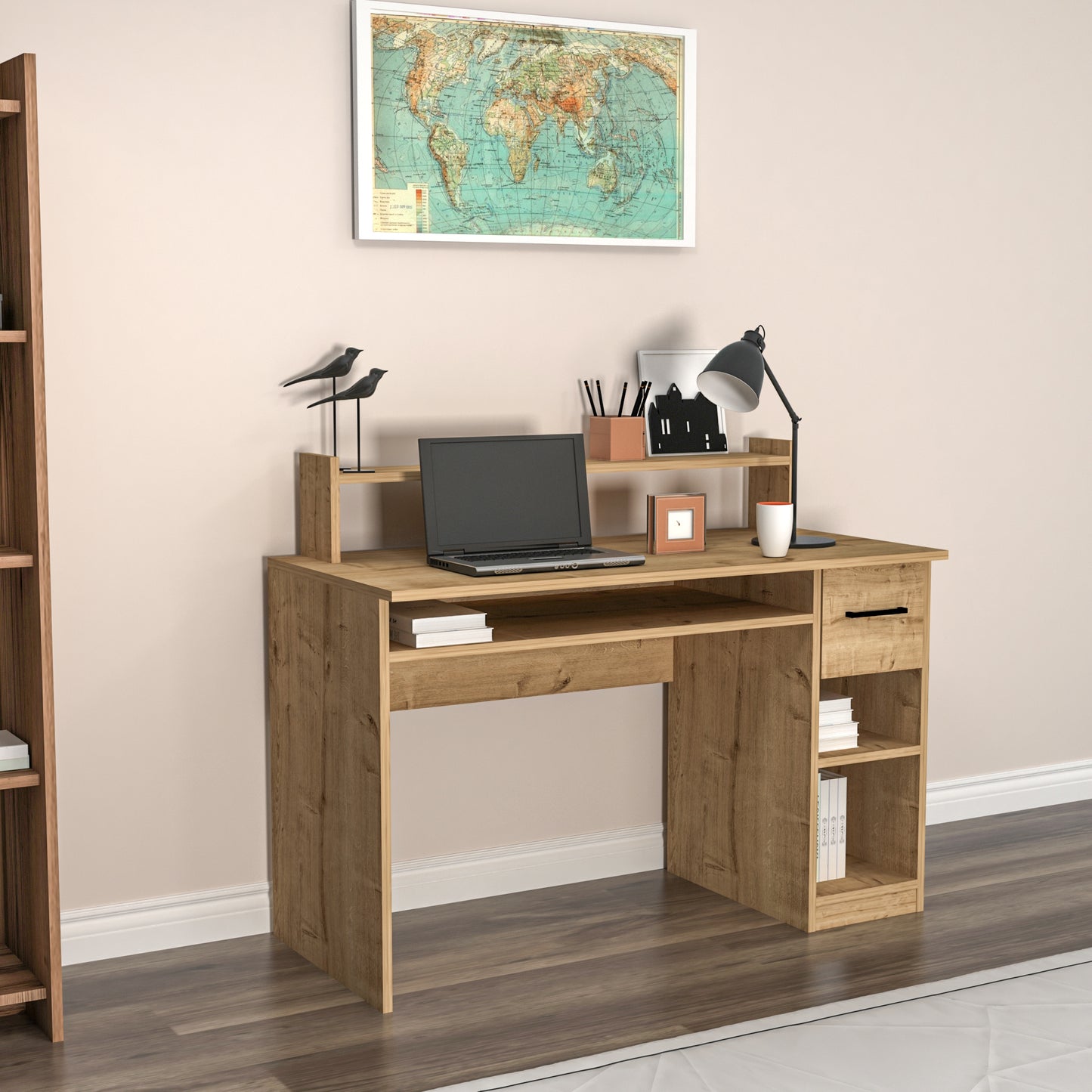 Computer Desk with Drawer and Shelves Milanos