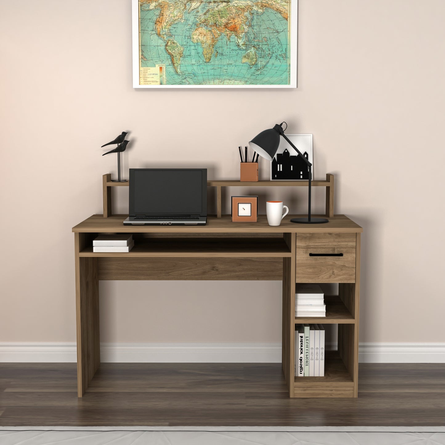 Computer Desk with Drawer and Shelves Milanos