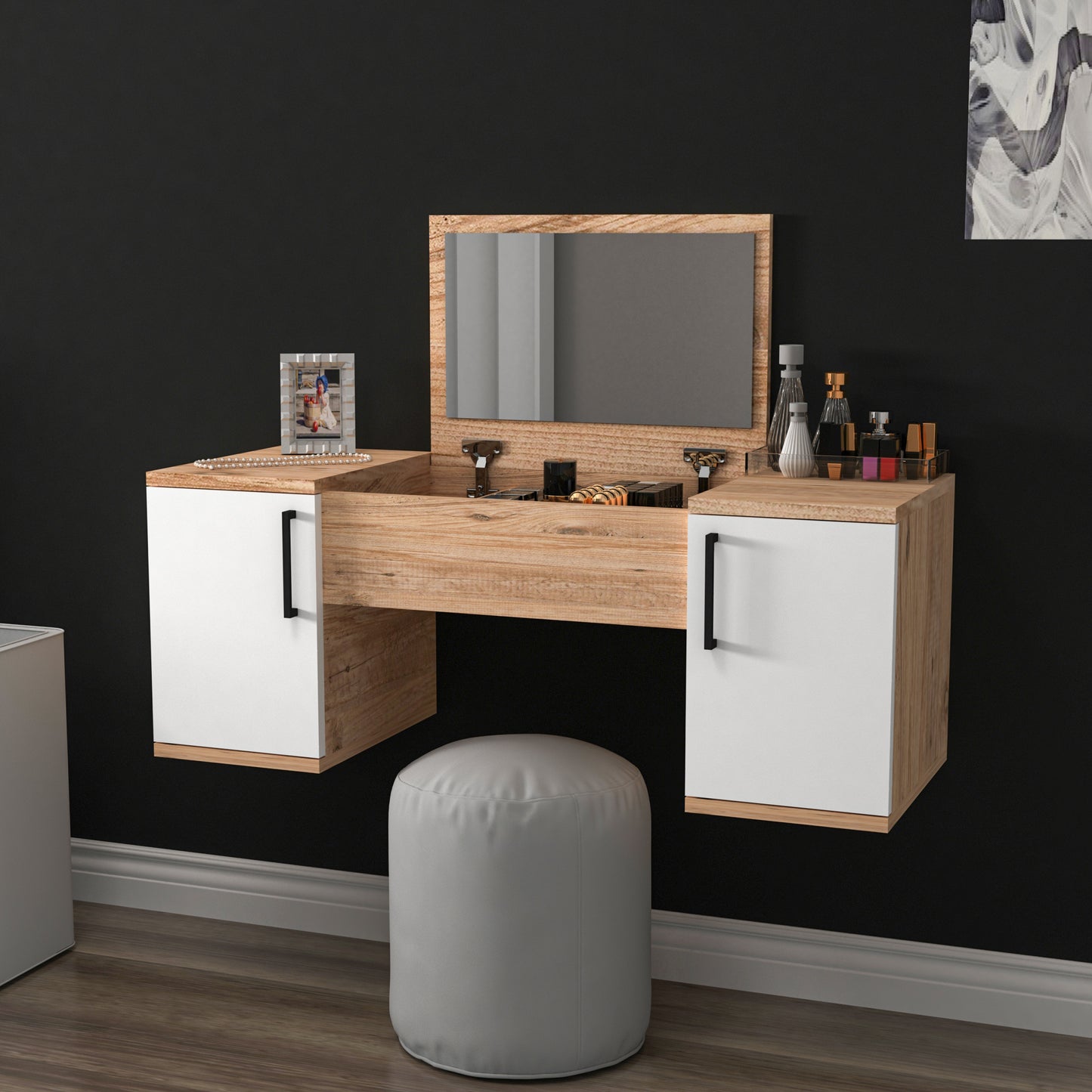 Marie Wall Mounted Makeup Vanity Table with Mirror