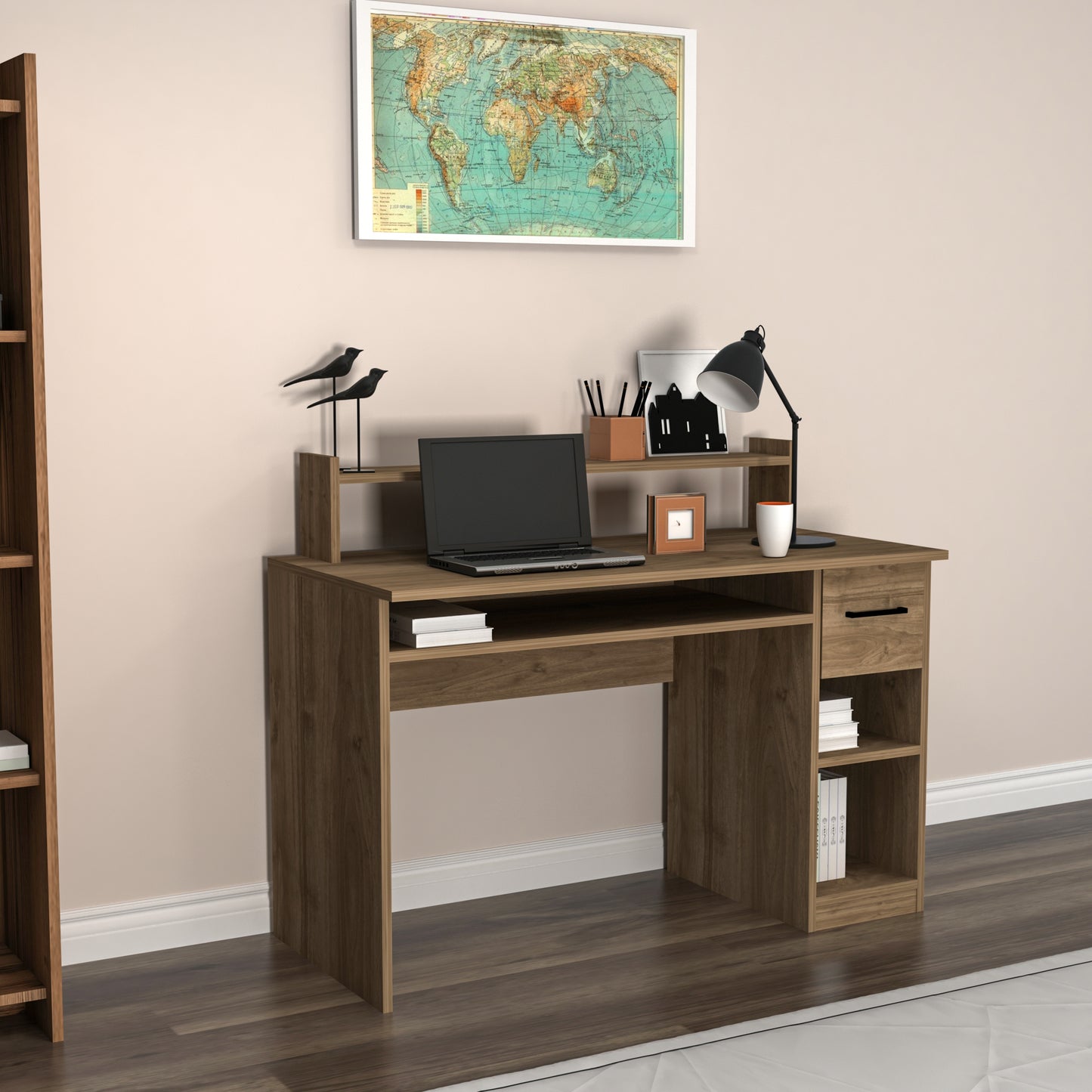 Computer Desk with Drawer and Shelves Milanos