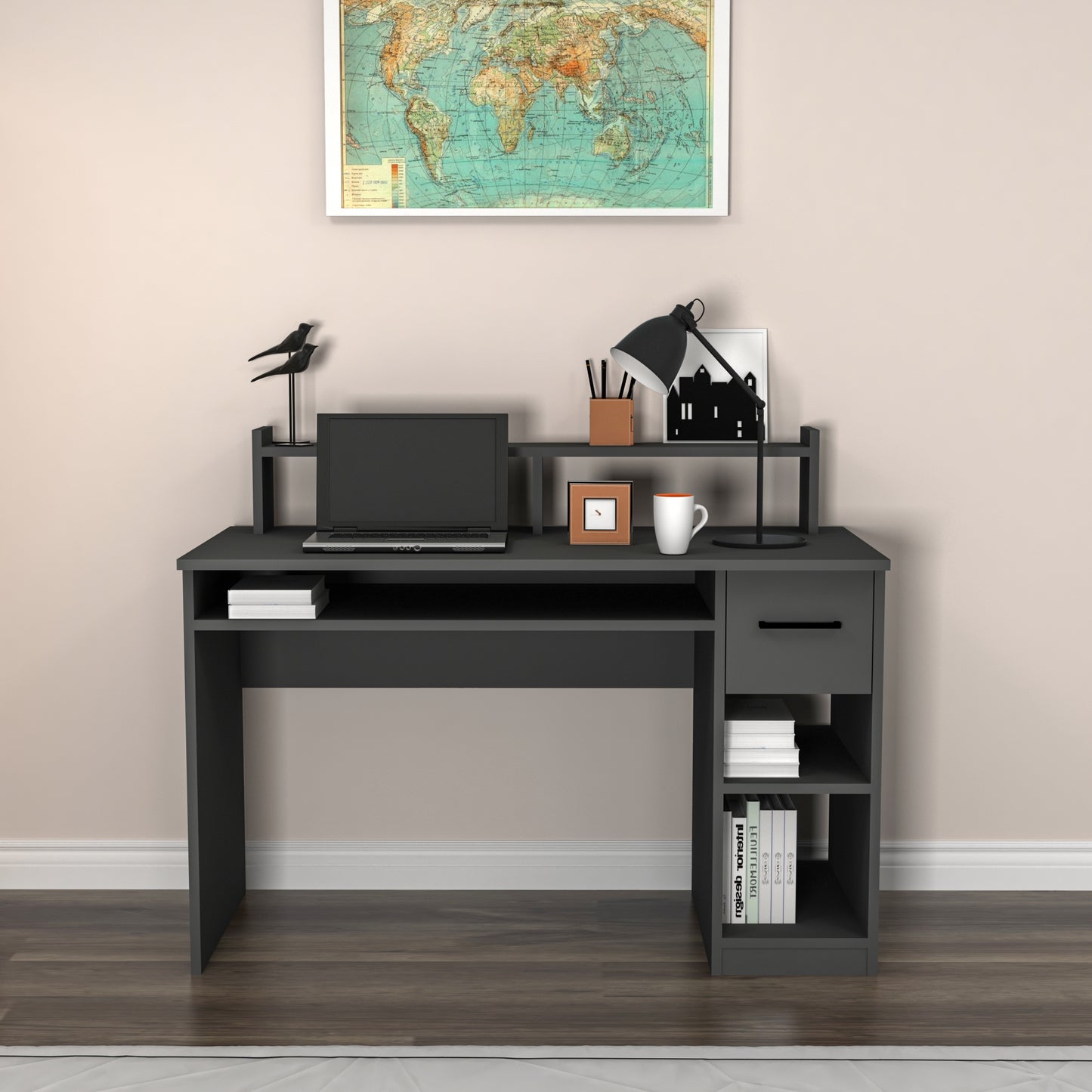 Computer Desk with Drawer and Shelves Milanos
