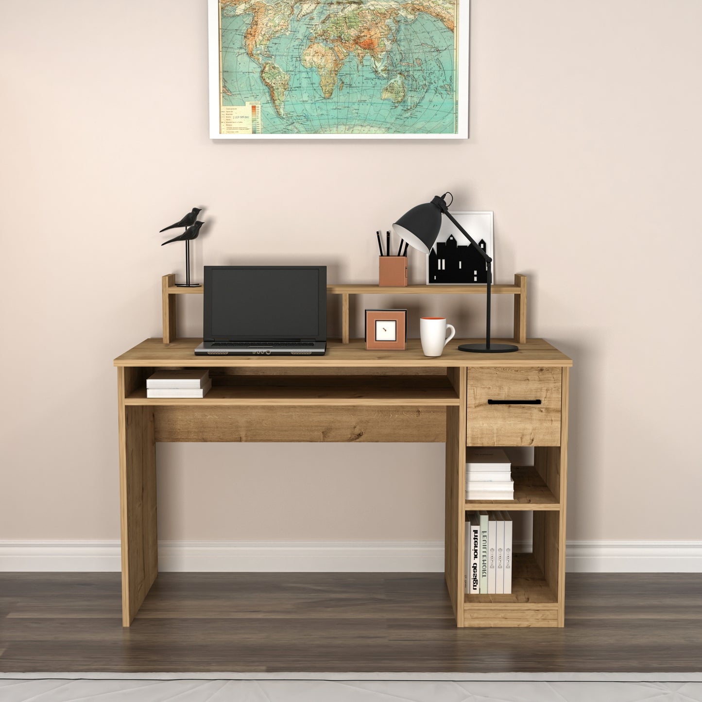 Computer Desk with Drawer and Shelves Milanos
