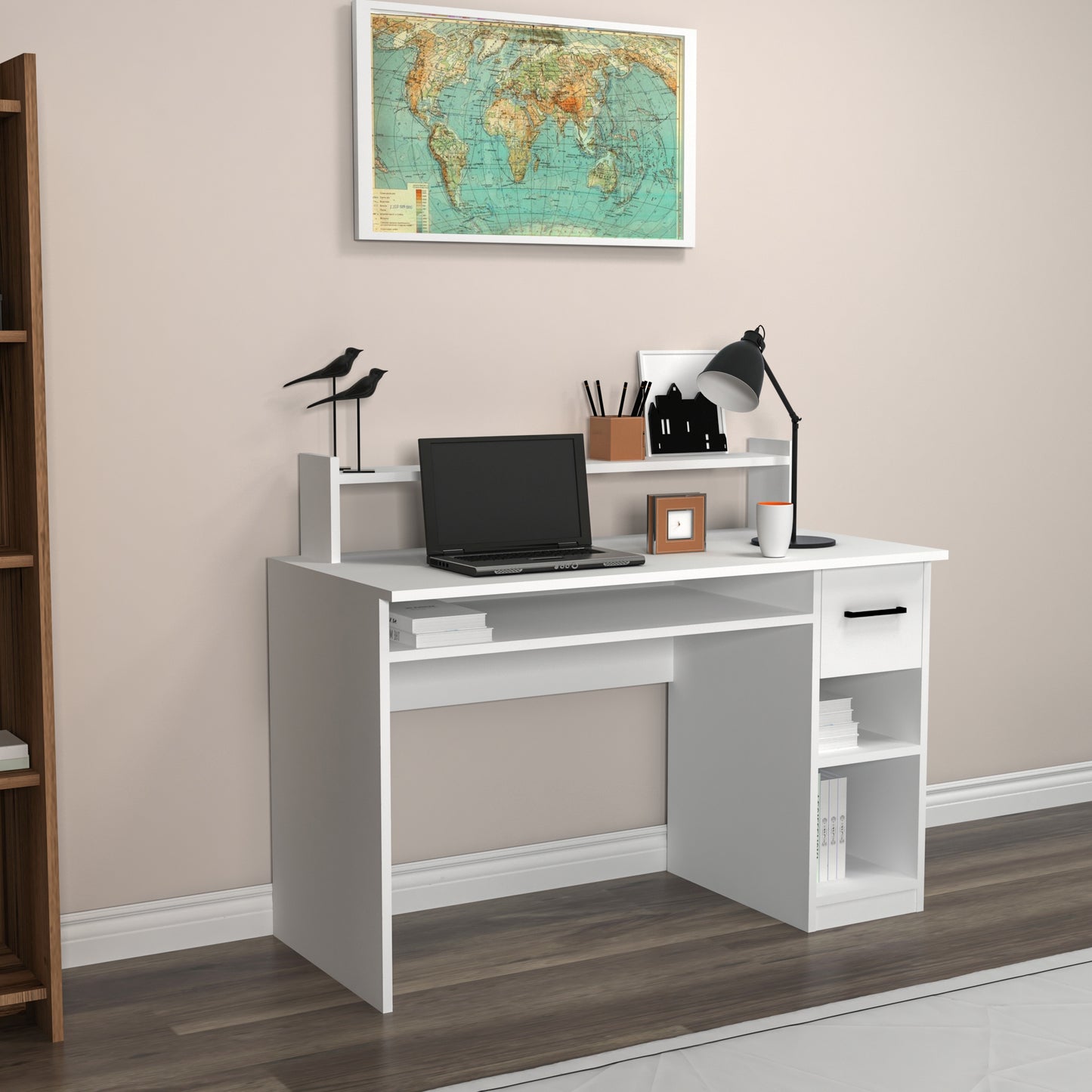 Computer Desk with Drawer and Shelves Milanos