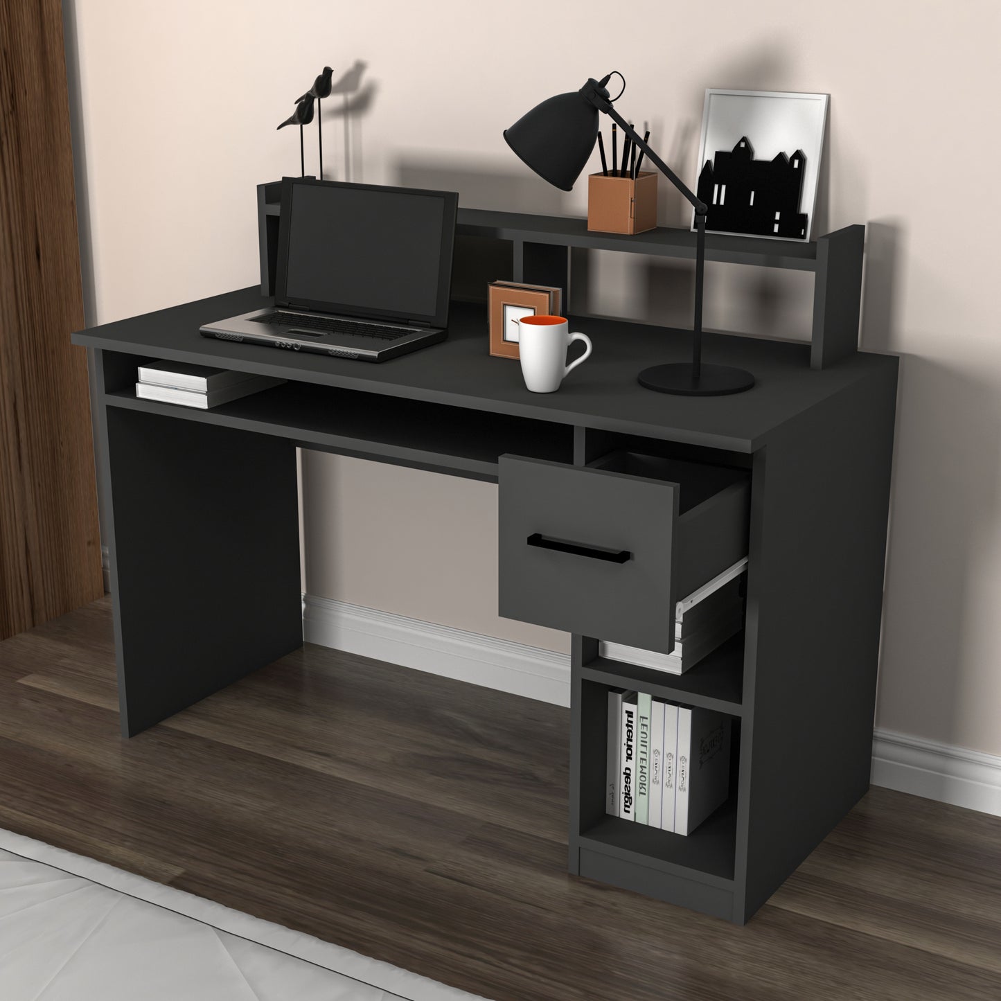 Computer Desk with Drawer and Shelves Milanos