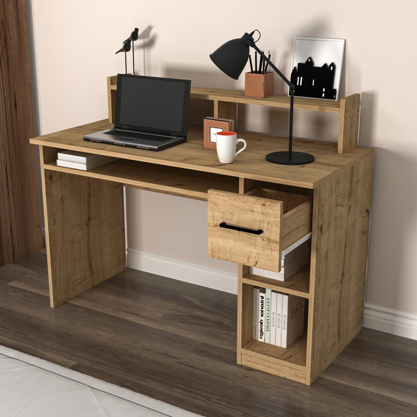 Computer Desk with Drawer and Shelves Milanos