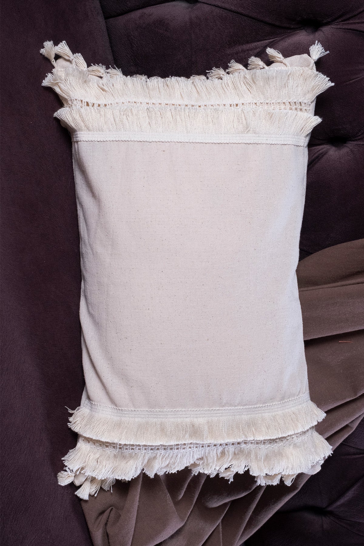 Jane Single Special Design Lace Tasseled Linen Cushion Covers
