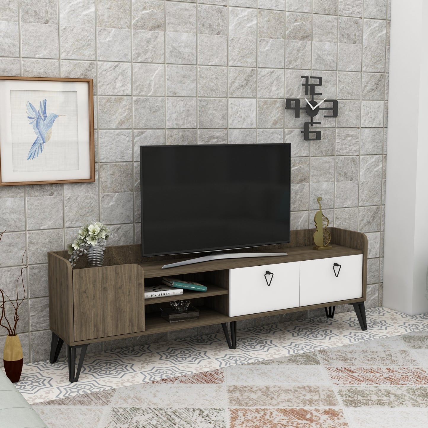 Peak TV Stand with Cabinets and Shelves