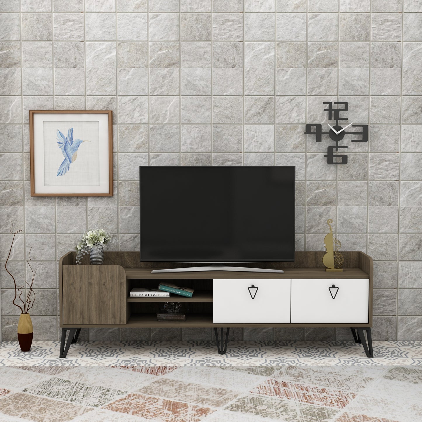 Peak TV Stand with Cabinets and Shelves