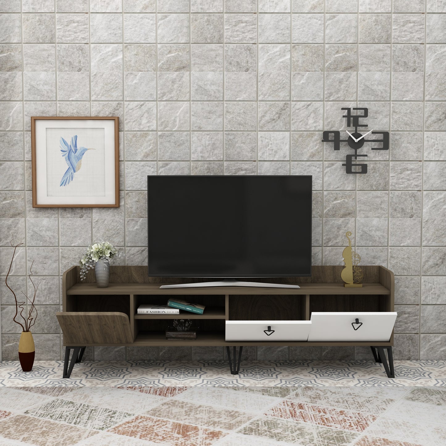 Peak TV Stand with Cabinets and Shelves
