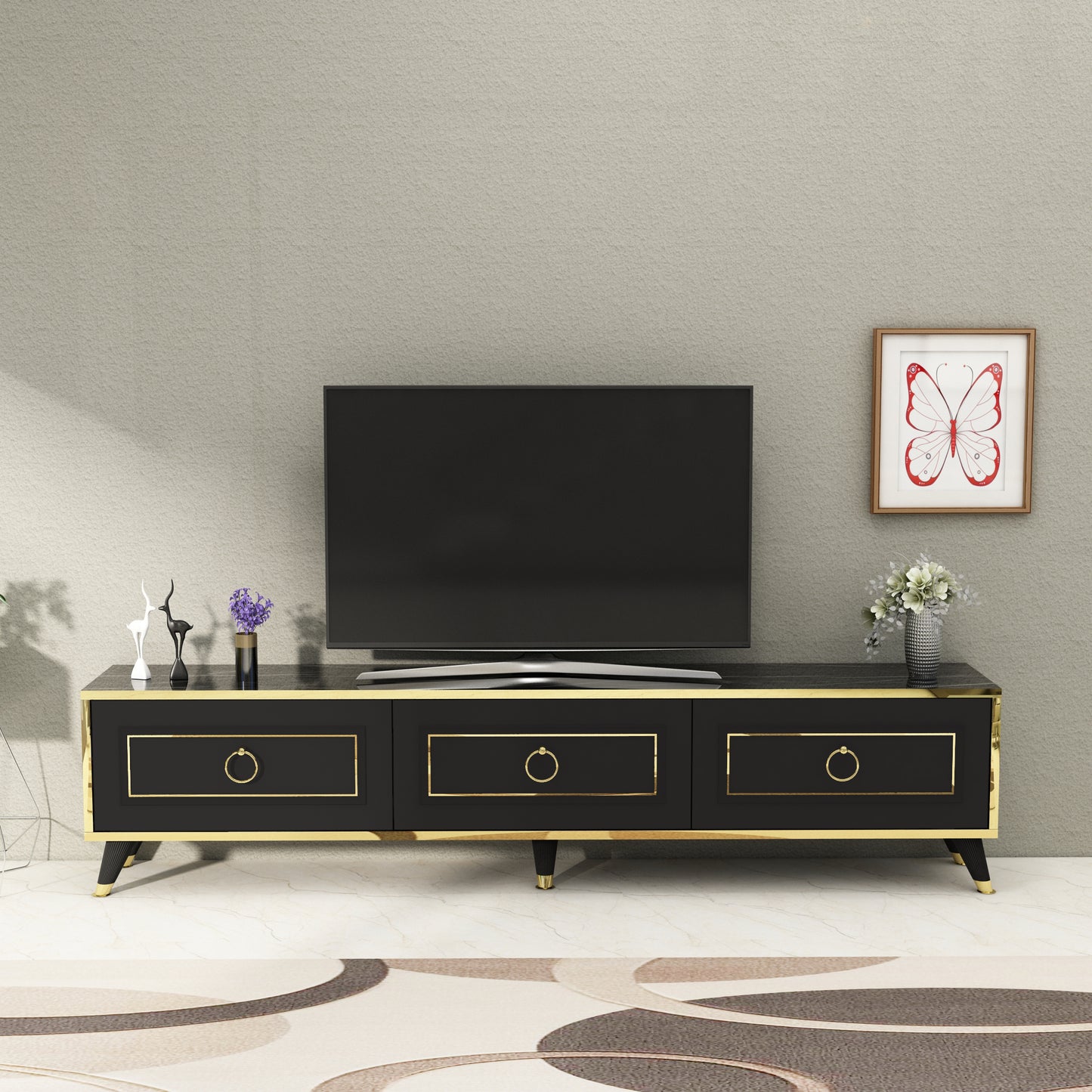 TV Stand and Media Console with Cabinets for TVs up to 78" Romens 180 cm Wide