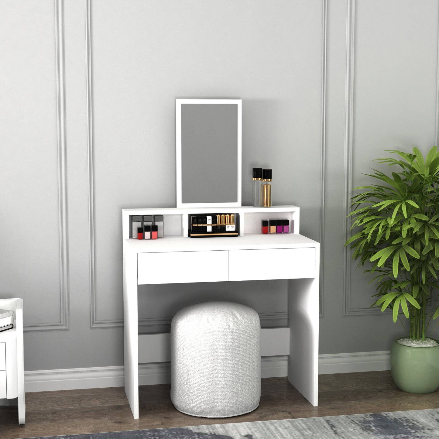 Luna Freestanding Compact Makeup Vanity Table with Mirror