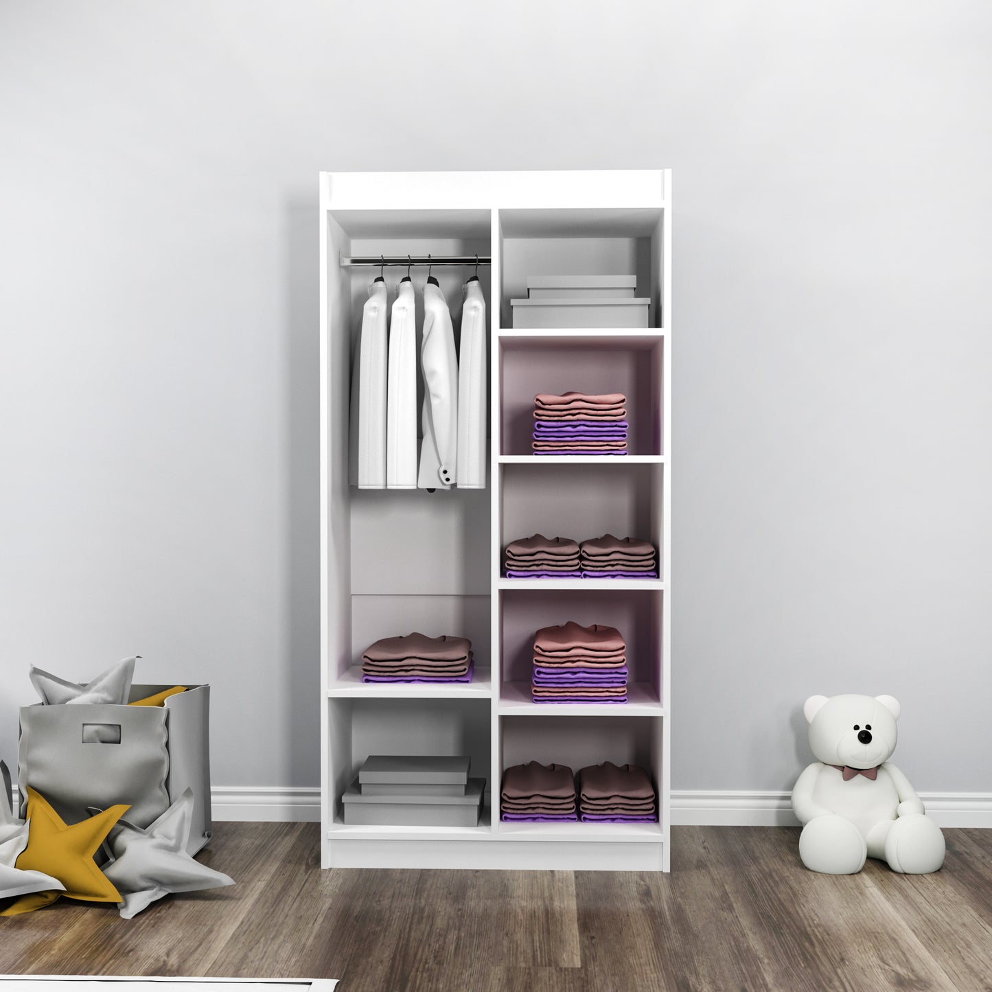 Armoire Achille avec 2 portes et 7 étagères