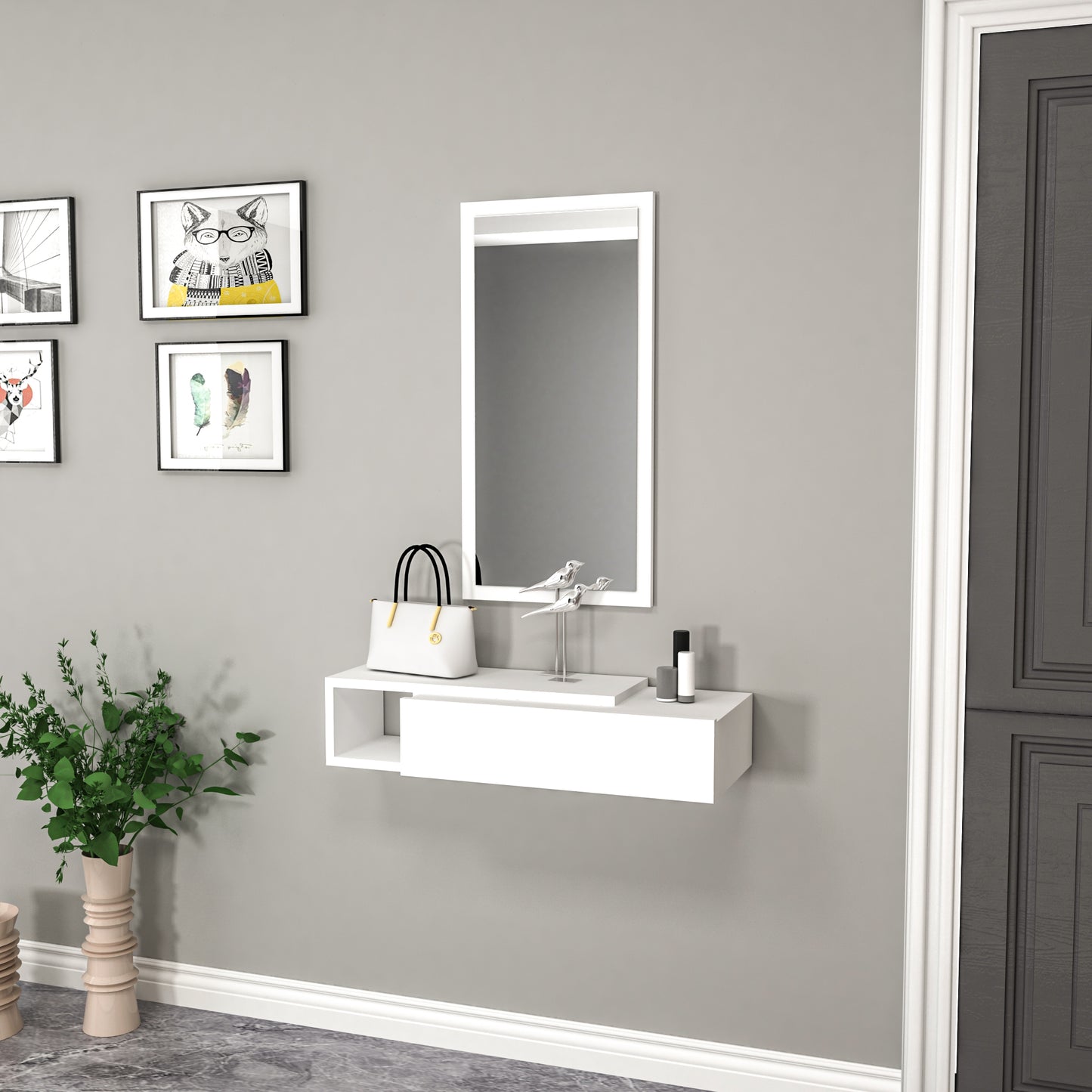 Consola Dresuar con cajón y espejo Maria 