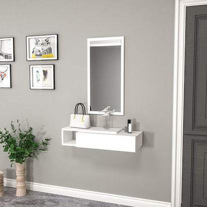 Vien Console Table Dresuar with Drawer, Mirror