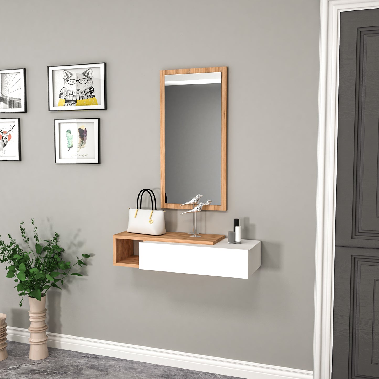 Consola Dresuar con cajón y espejo Maria 